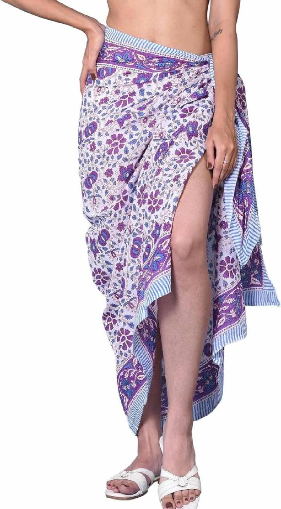 Rastogi Handicrafts Women's 100% Cotton Block Print Pareo Sarong - Beach Cover Up, Swimsuit Wrap, Long Skirt (73x44 Inches)