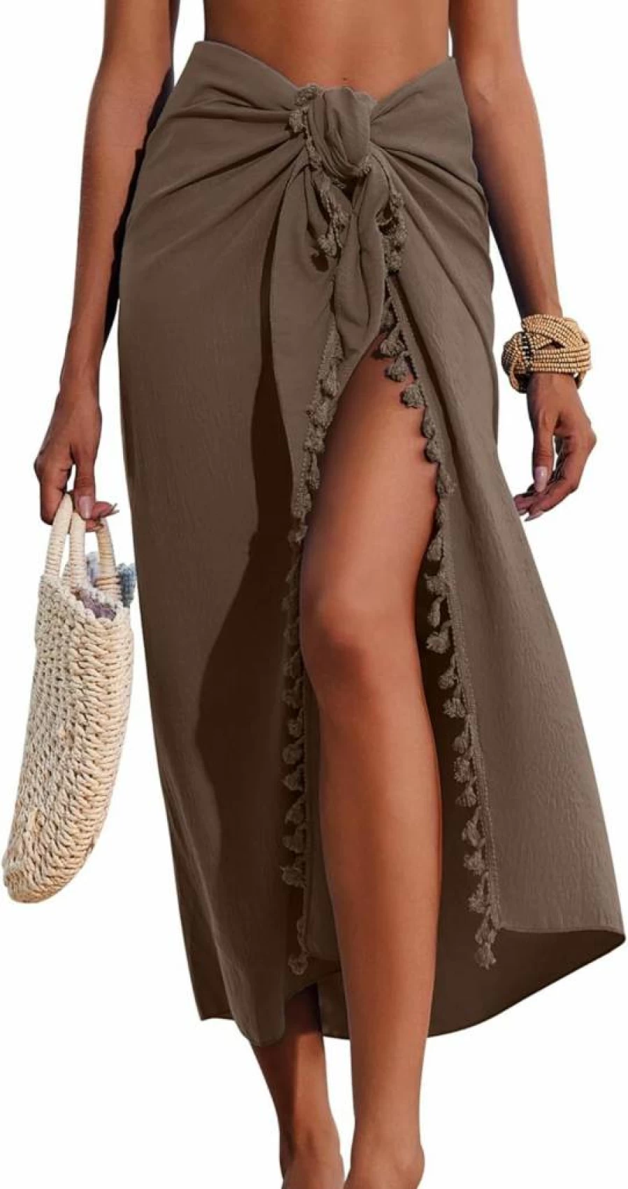 AI'MAGE Women's Beach Sarong Wrap - Long Swimsuit Cover Up with Tassels, Bikini Skirt Pareo for Swimwear & Bathing Suit