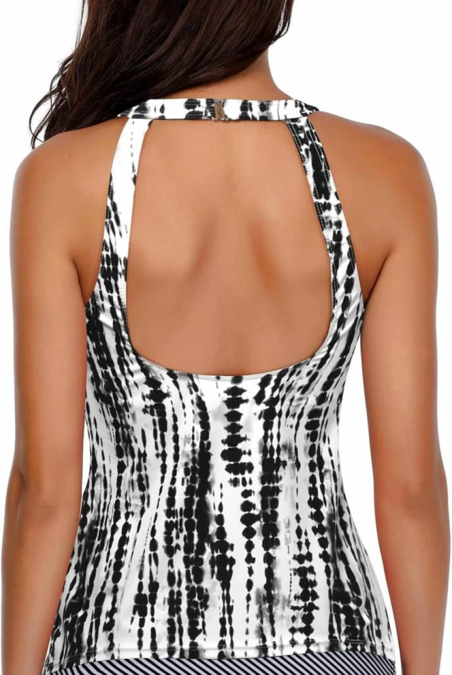 Holipick Women's High Neck Tankini Top - Tummy Control Swimwear for Beach & Pool
