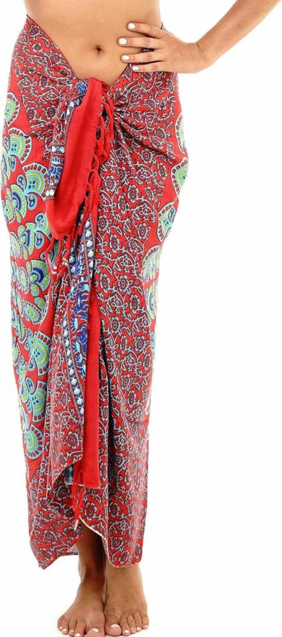 SHU-SHI Women's Long Beach Pareo Wrap Skirt - Mandala Print Bikini Cover Up Swimwear Sarong