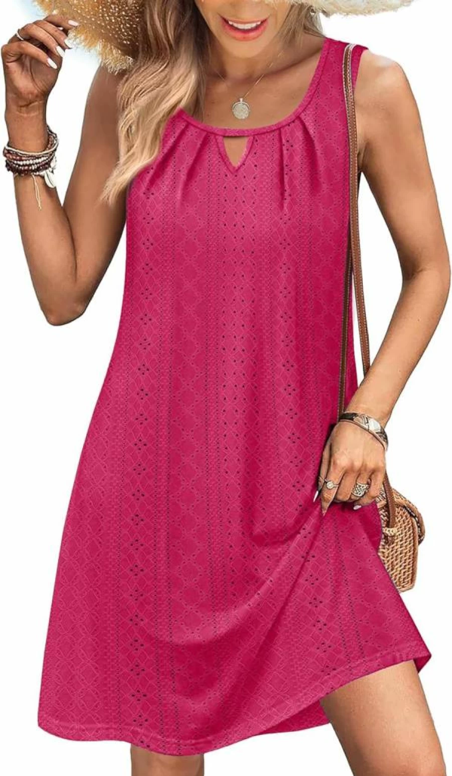 RUMIA Women's Sleeveless Summer Dress with Pockets - Beach Coverup, Vacation Outfit (Sizes S-2XL)