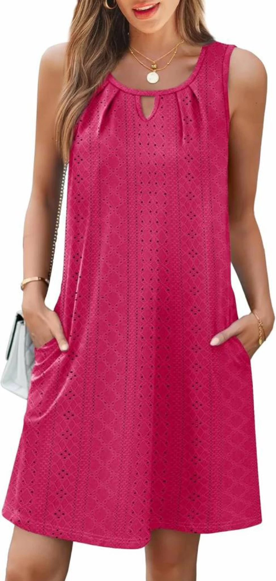 RUMIA Women's Sleeveless Summer Dress with Pockets - Beach Coverup, Vacation Outfit (Sizes S-2XL)