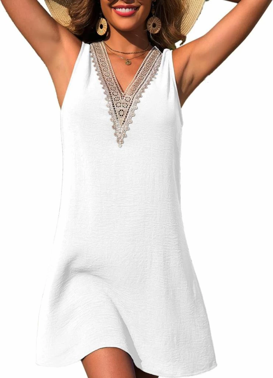 Edelqual Women's Sleeveless Beach Cover Up Dress - Summer Swimwear Bathing Suit Coverup for Vacation Outfits