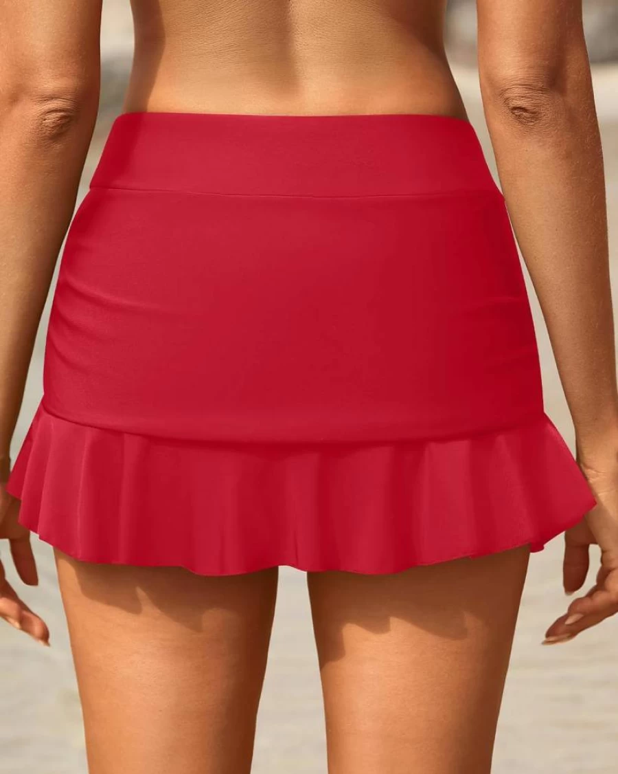 Tempt Me Women's Tummy Control Ruched Bikini Swim Skirt - Mid Rise Ruffle Bathing Suit Bottom for 2025