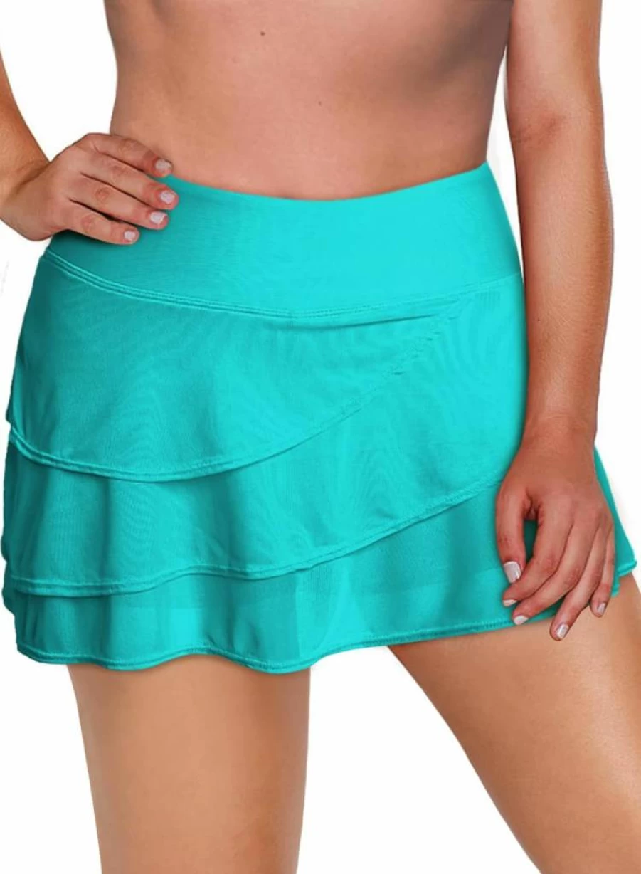 Aleumdr Plus Size Women's Ruffle Swimdress with Waistband - Layered Swim Skirt Bottom for Beach & Pool