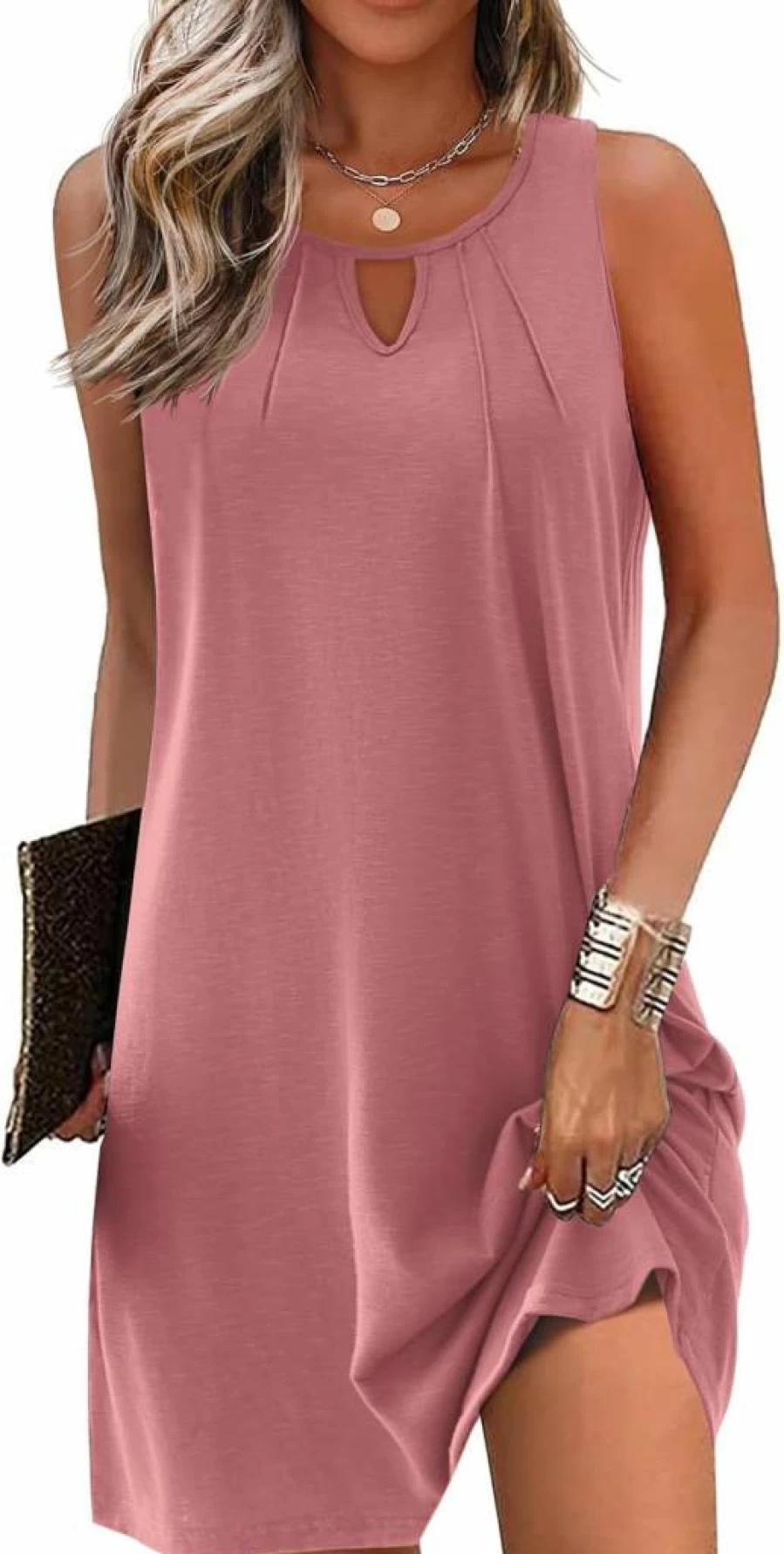 AI'MAGE Women's Beach Cover Up - Sleeveless Swimwear T-Shirt Dress for Pool & Vacation