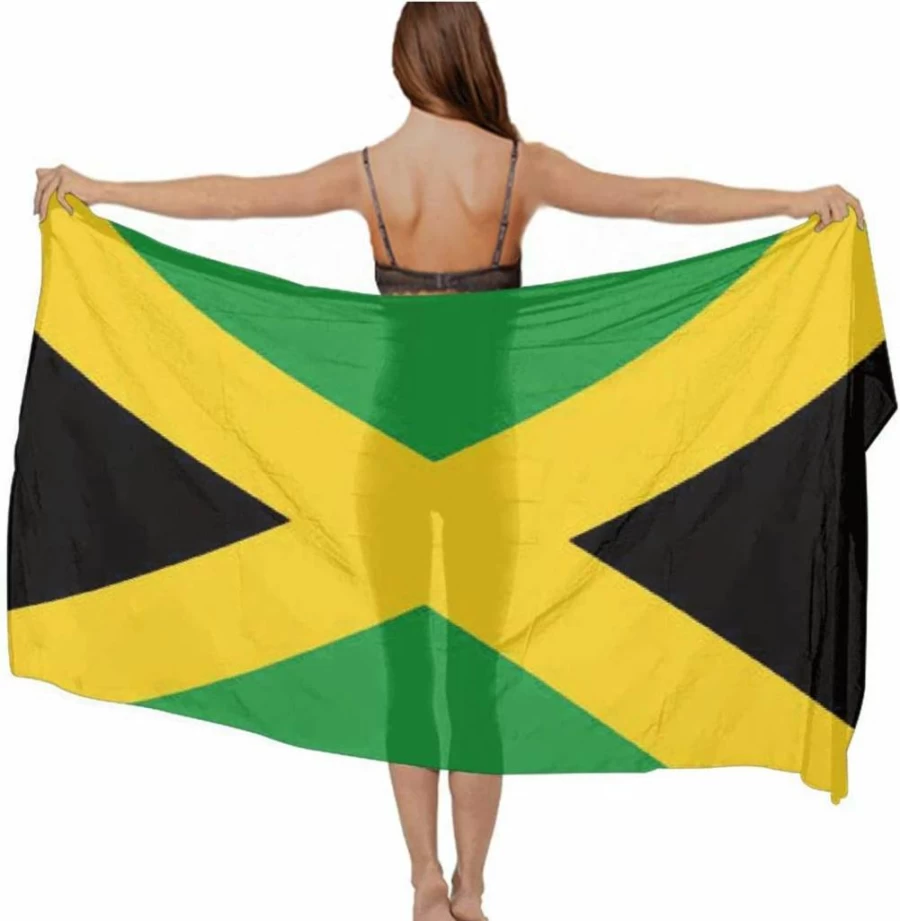 YongColer Jamaican Flag Beach Sarong - Women's Swimwear Cover Up, Wrap Scarf for Tropical Vacation