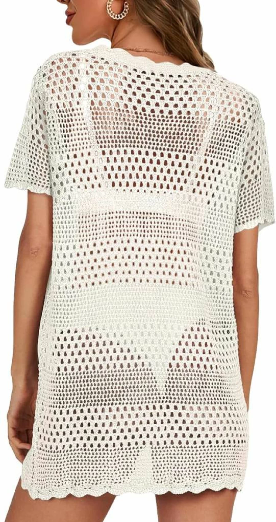 Buauty Women's White Crochet Bikini Cover-Up Beach Dress - Summer Swimwear 2024