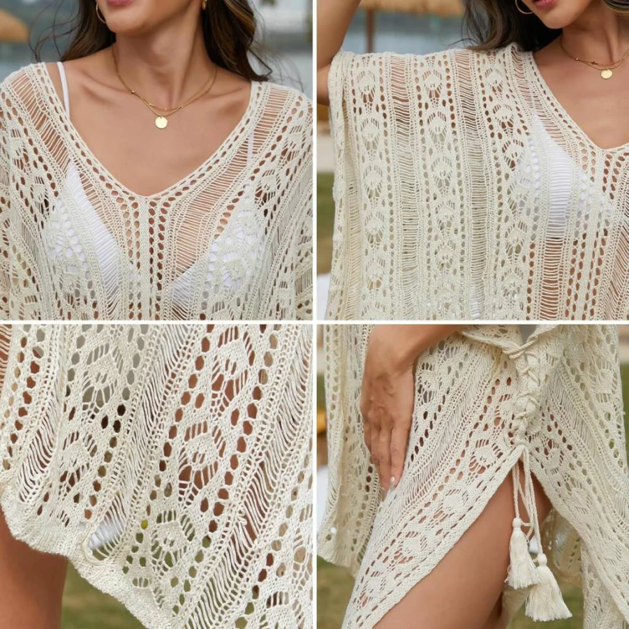 Pleneal Women's Crochet Beach Cover Up Dress - Summer Bikini Swimsuit Cover Up for Swimwear