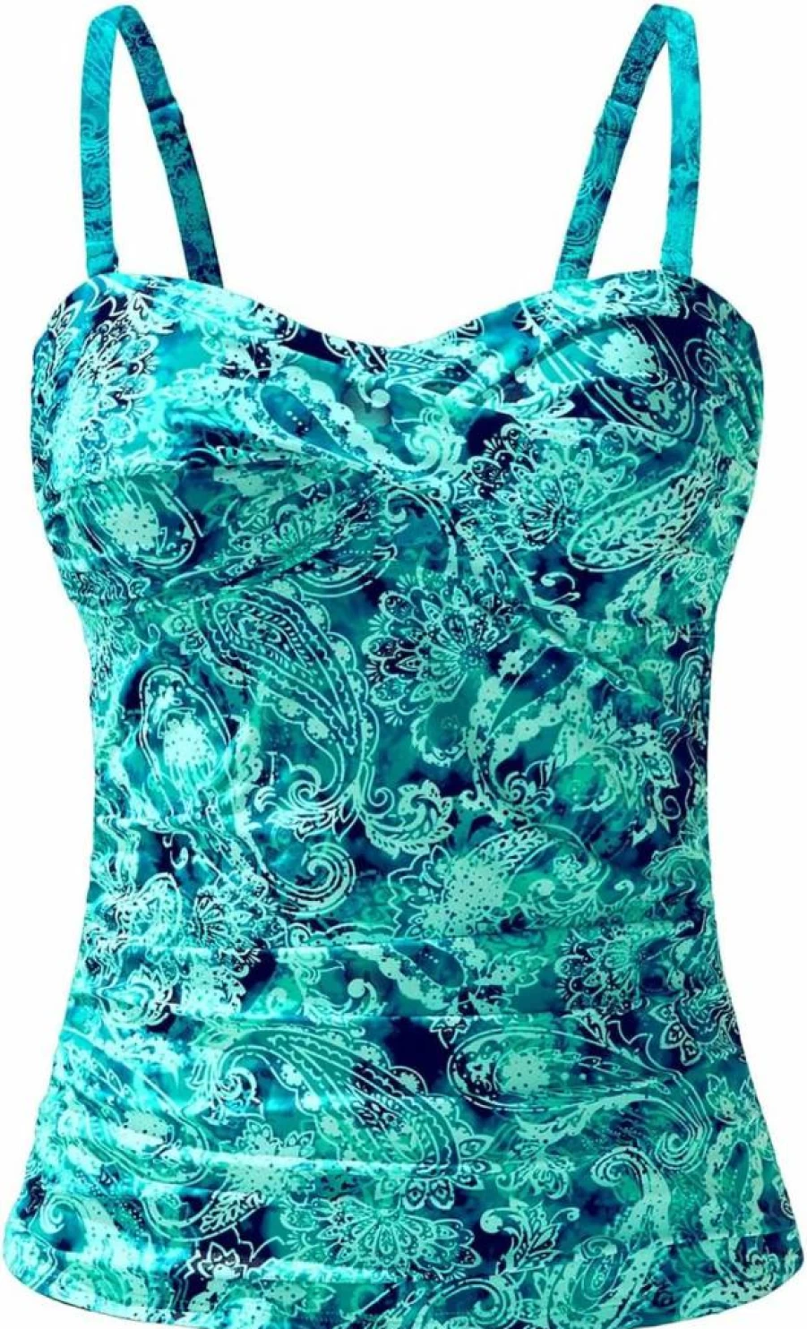 Holipick Women's Twist Front Bandeau Tankini Top - Tummy Control Swimsuit Bathing Suit Top Only