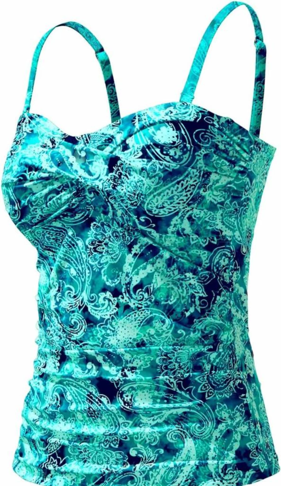Holipick Women's Twist Front Bandeau Tankini Top - Tummy Control Swimsuit Bathing Suit Top Only