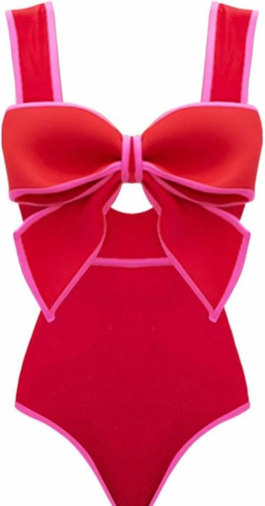 FLAXMAKER Women's Color Block One Piece Swimsuit with Skirt - Bow Front Cut Out Design Bathing Suit