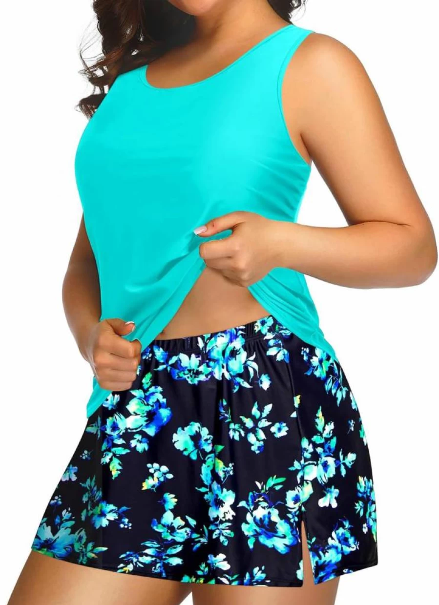 Tempt Me Plus Size Tankini Two Piece Swimsuit for Women - High Neck Tummy Control Bathing Suit with Skirt 2025 Swimwear