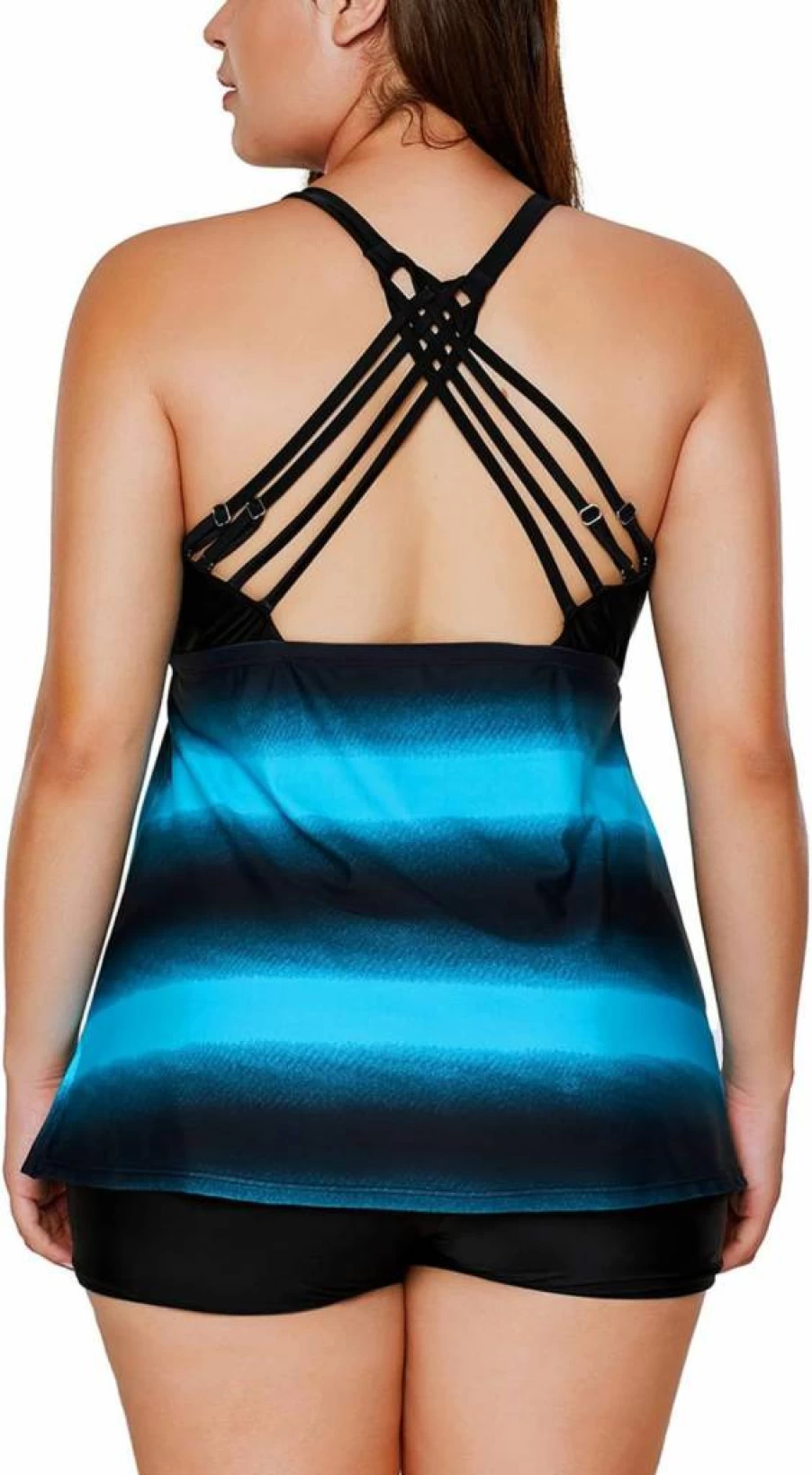 Gloria&Sarah Women's Plus Size Color Block Striped Tankini Swimsuits with Boyshorts - Swimwear S-XXXXL for Comfort and Style