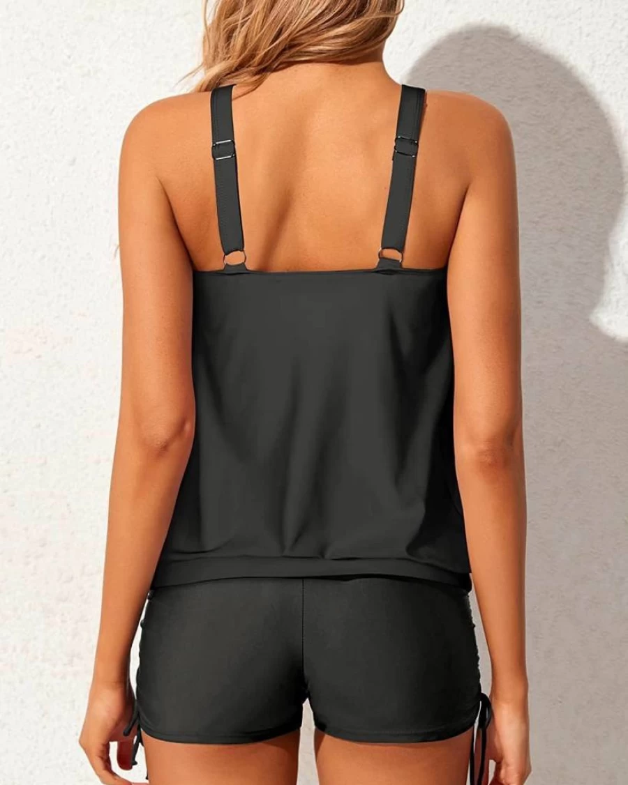 Yonique Women's Modest Loose Fit 2-Piece Tankini Swimwear Set with Blouson Top & Boyshorts Bathing Suits