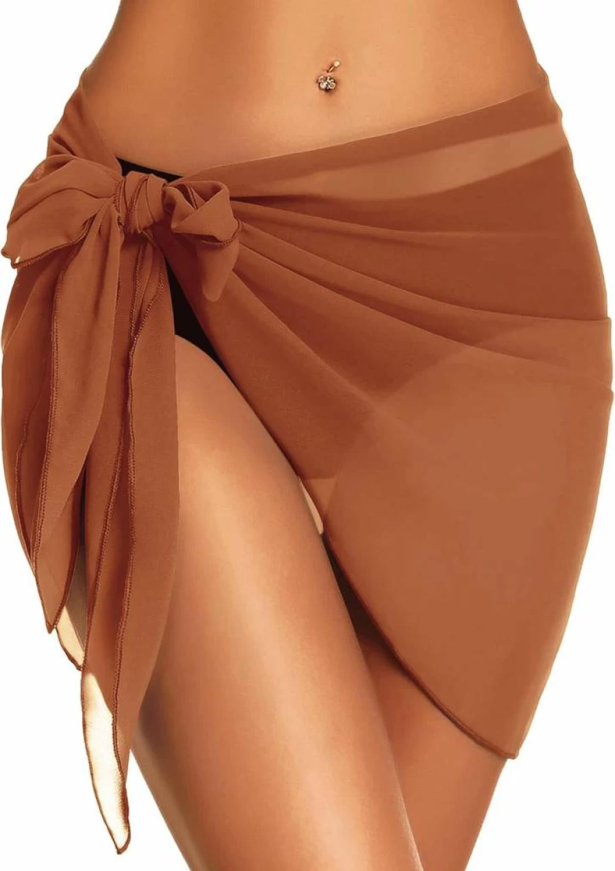 CHICGAL Women's Sheer Chiffon Beach Cover Up Sarong - Bikini Wrap Short Skirt Scarf for Swimwear