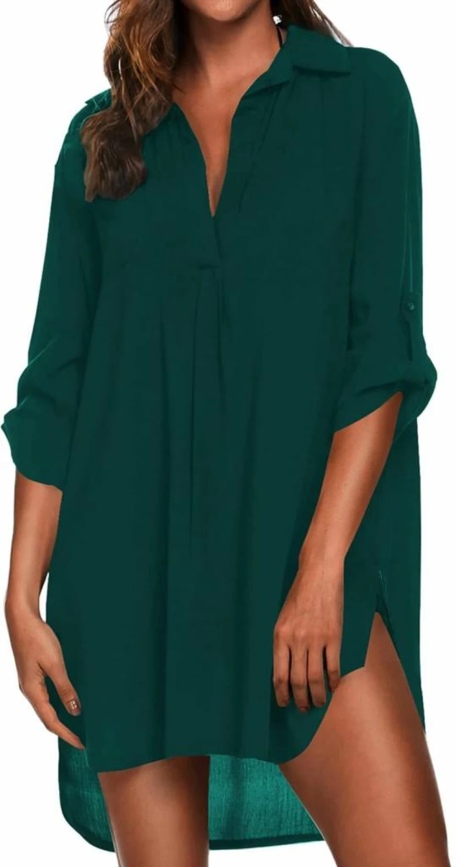 Ekouaer Women's V-Neck Beach Cover Up Dress - Lightweight Bikini Swimsuit Coverup, Sizes S-3XL for Swimwear & Poolside Wear