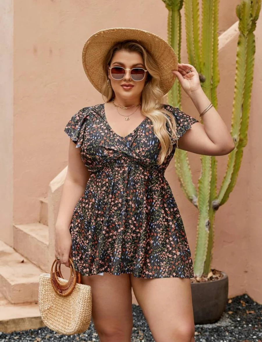 Edelqual Women's Plus Size Swim Dress Tankini Two-Piece Set - High Waisted Tummy Control Bathing Suits 2025