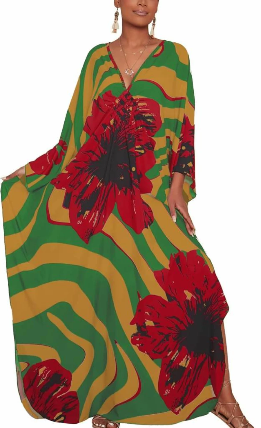 Bsubseach Women's Plus Size Floral Kaftan Dress - Summer Beach Cover Up, Swimsuit Wrap, Boho Loungewear for 2025