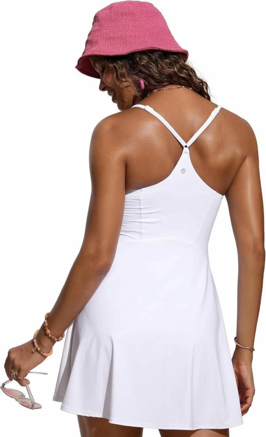 CRZ YOGA Women's Modest One-Piece Swimwear with Tummy Control and Adjustable Y-Back Straps - Athletic Swim Dress for Beach & Pool