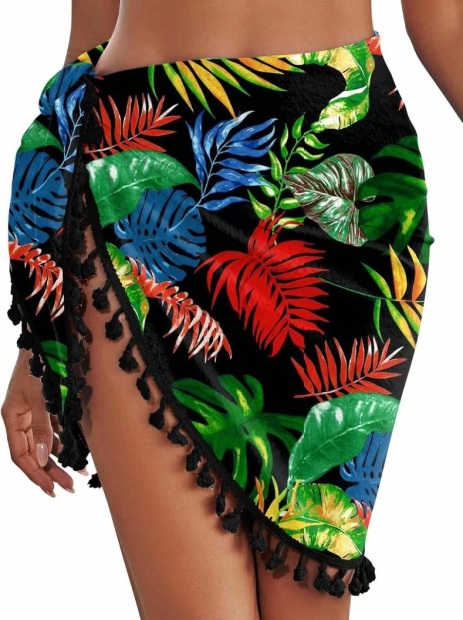 AI'MAGE Women's Beach Cover Up - Sarong Wrap with Tassels, Bikini Short Skirt for Swimwear, Swimsuits Coverups