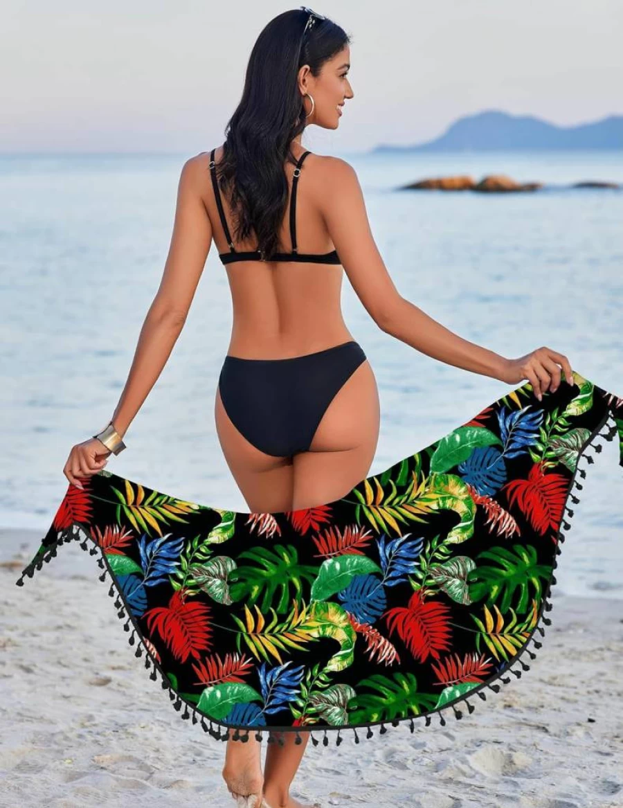 AI'MAGE Women's Beach Cover Up - Sarong Wrap with Tassels, Bikini Short Skirt for Swimwear, Swimsuits Coverups