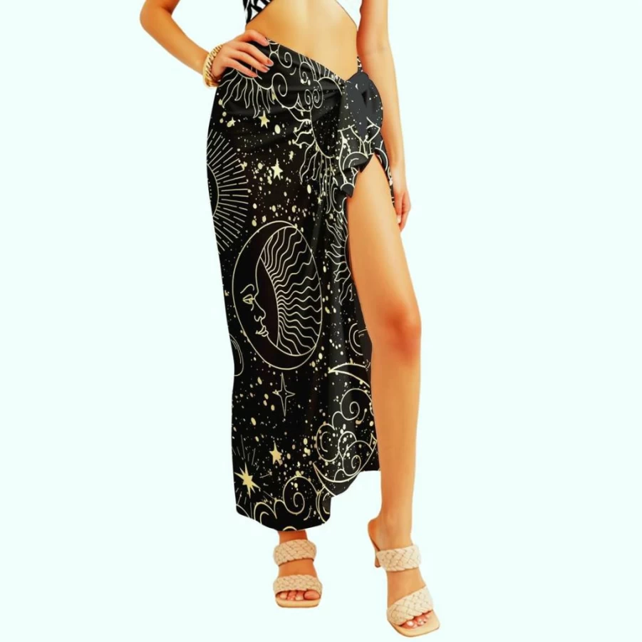 WTPNCZK Women's Sarong Wrap - Beach Cover Up, Swimwear Pareo, Bikini Skirt for Summer, Quick-Dry Swimsuit Cover Up, Tropical Print Swim Wrap