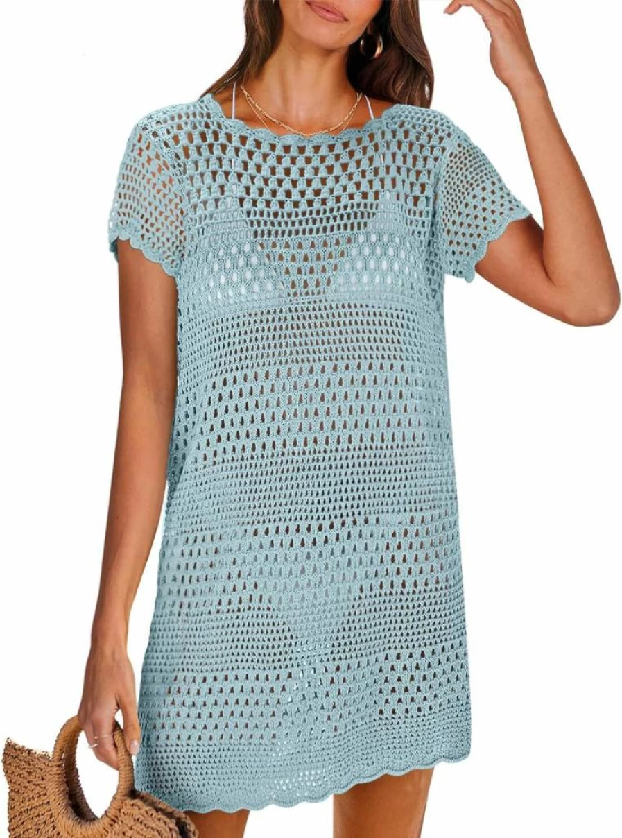 ANRABESS Women's Crochet Swimsuit Cover Up - Lightweight Mesh Beach Dress for Summer Vacation 2025