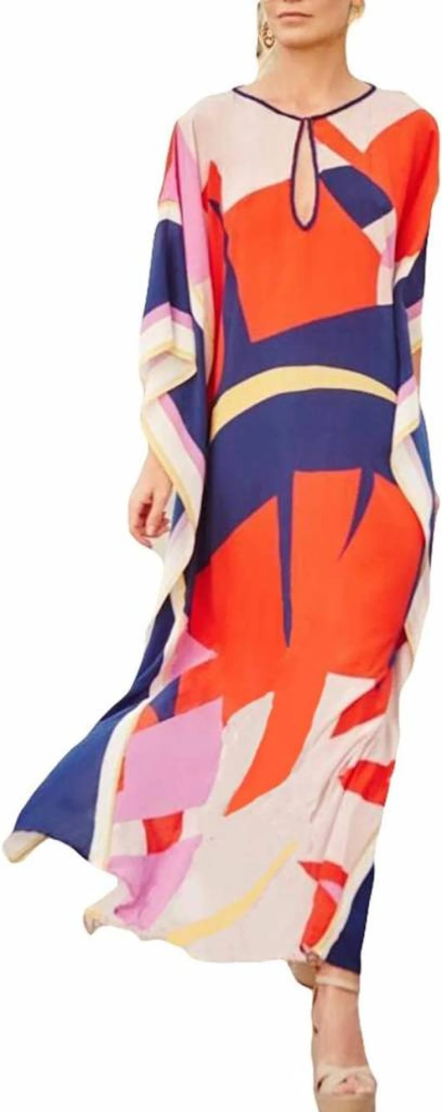 Eddoyee Women's Lightweight Loose Beach Kaftan Dress - Summer Swim Cover Up Casual Boho Maxi Dress
