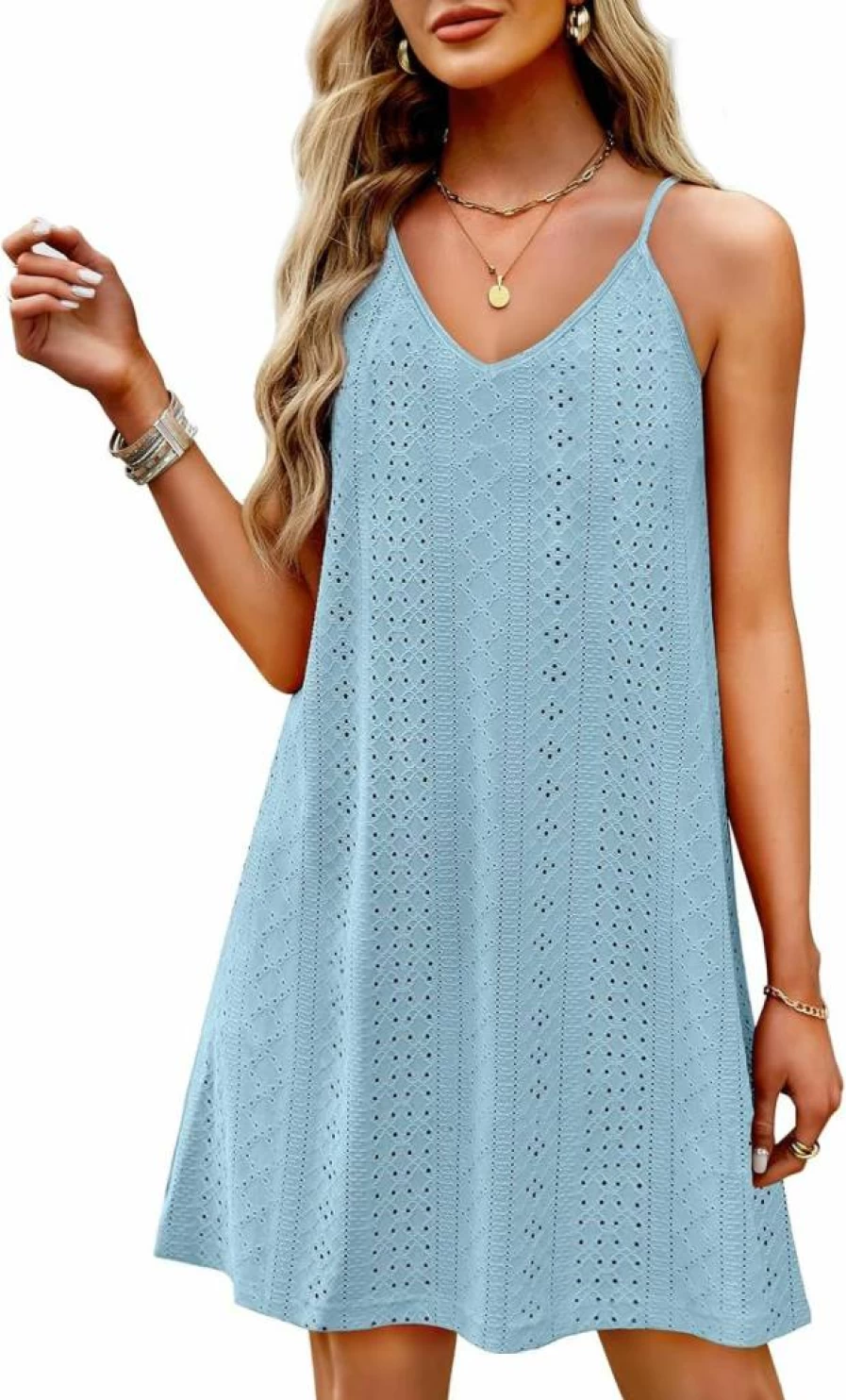 WIHOLL Women's Crochet Swimsuit Cover Up Dress - V Neck Hollow Out Beach Dress Summer 2025