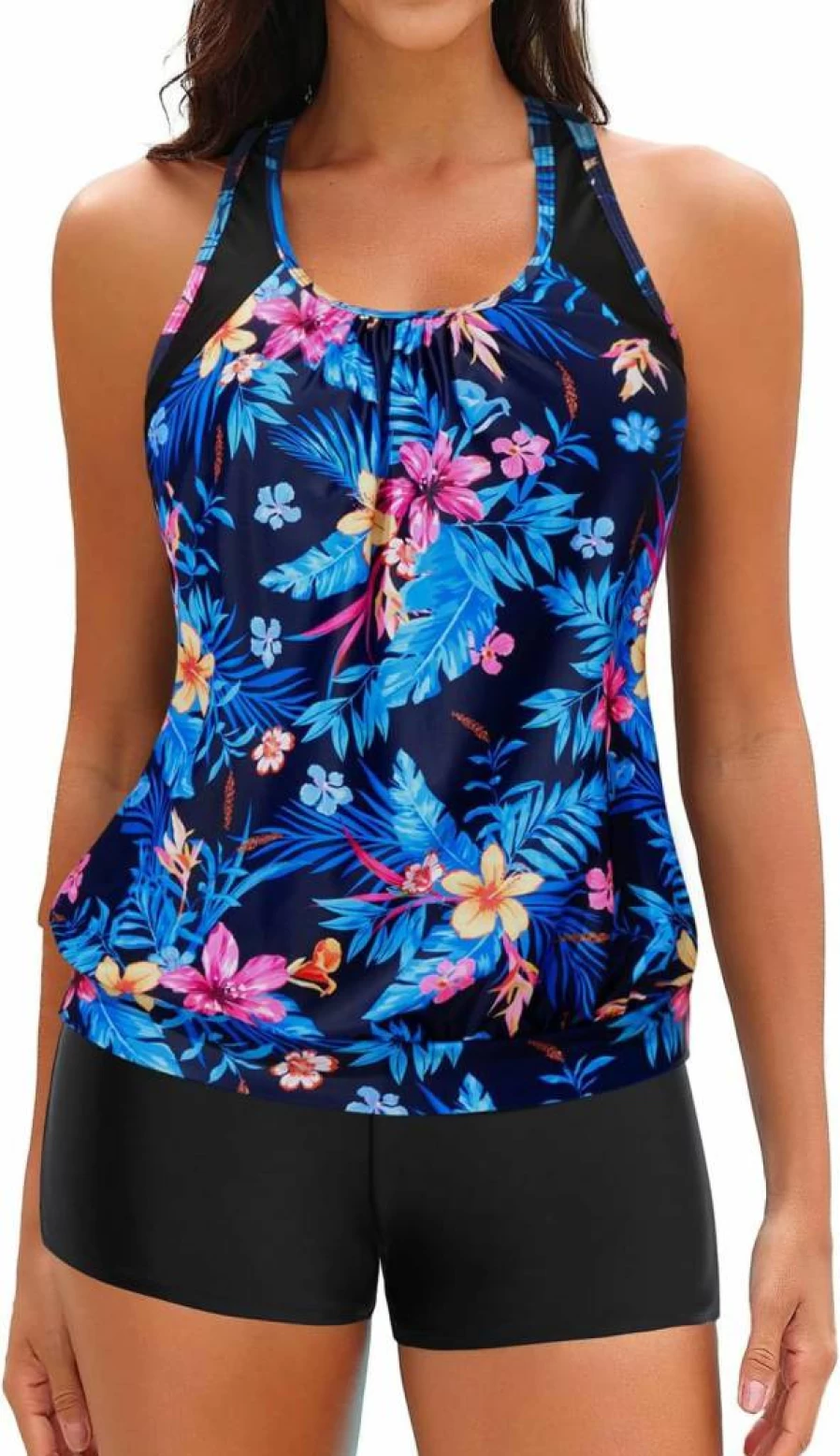 Daci Women's Tummy Control Two-Piece Tankini Swimsuits - Blouson Top with Shorts 2025 Summer Swimwear