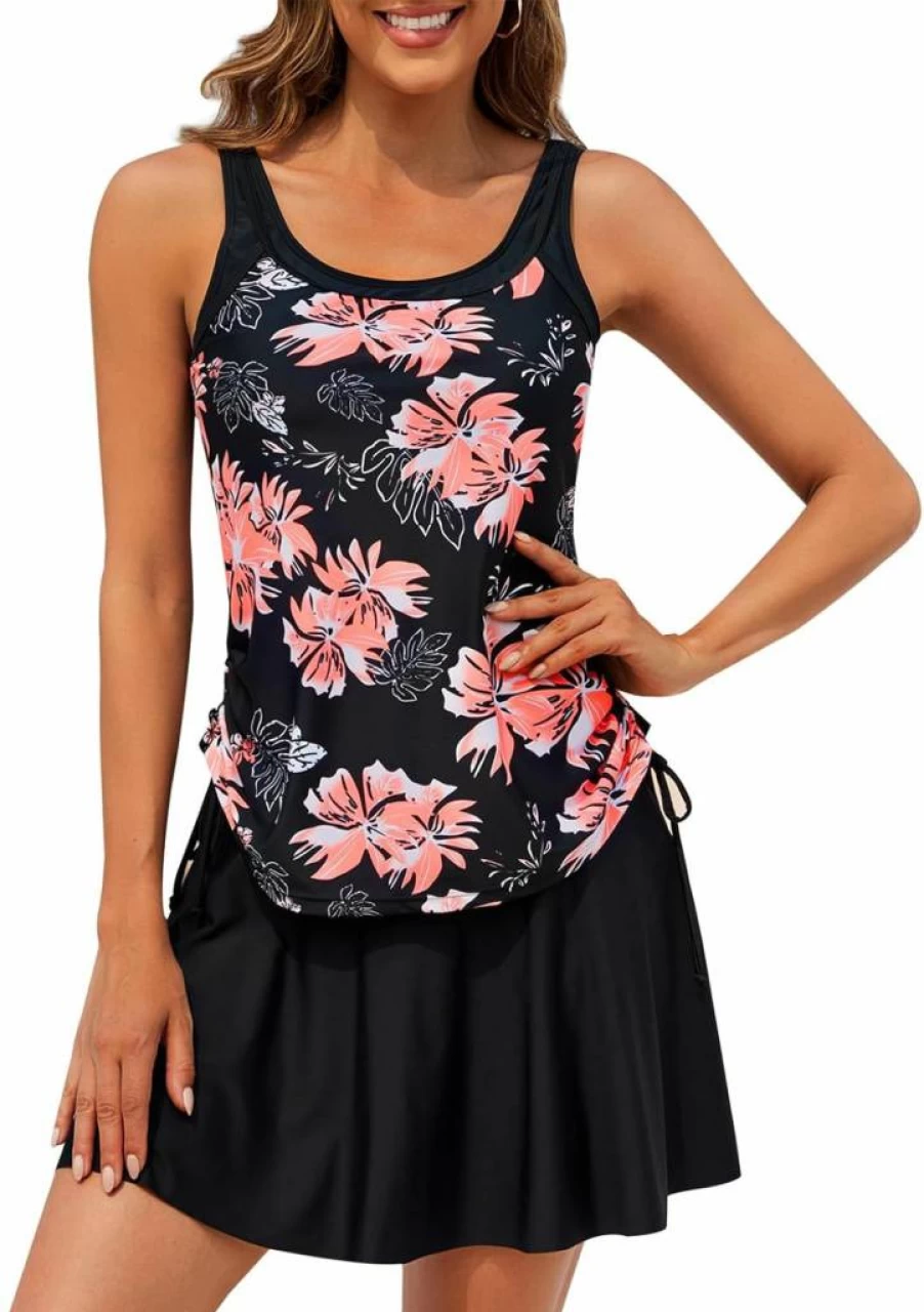 SEAFORM Women's Tummy Control Tankini Swimsuits Two-Piece Swim Dress Bathing Suits