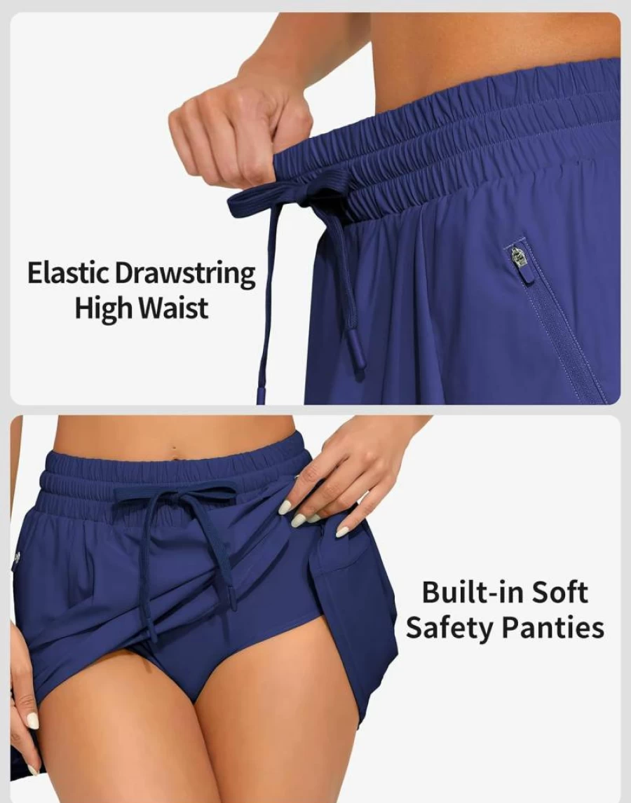 Beautyin High Waisted Swim Skirt with Zipper Pockets - Tummy Control Bathing Suit Bottoms for Women