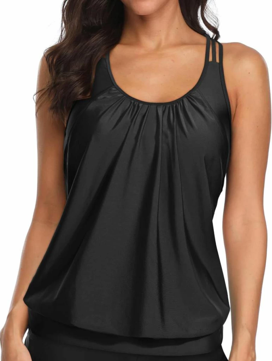 Yonique Women's Modest Loose Fit Tankini Swim Top - No Bottom Included