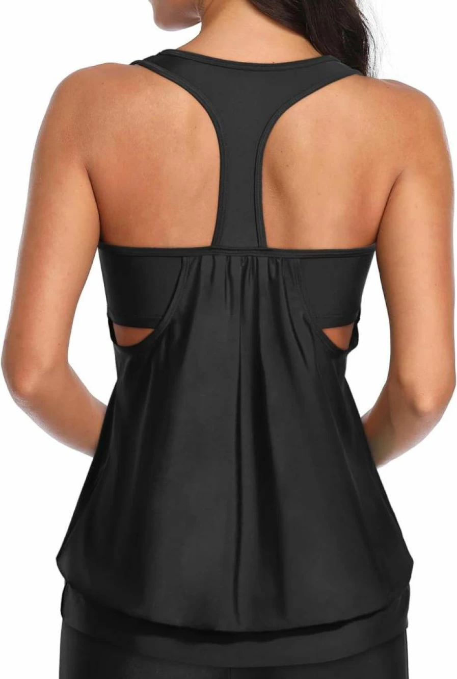 Yonique Women's Modest Loose Fit Tankini Swim Top - No Bottom Included