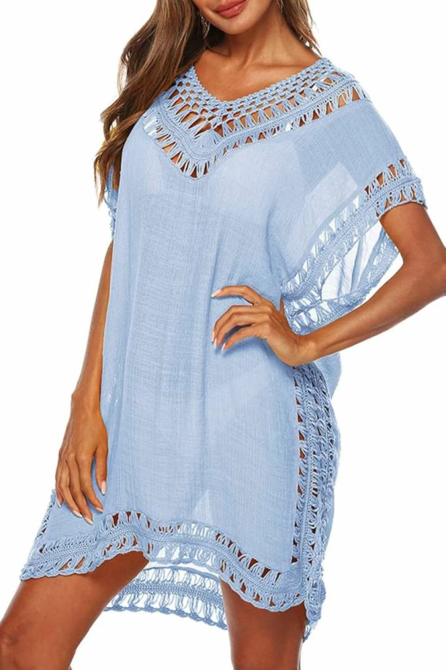 Adisputent Women's Crochet Chiffon Beach Cover Up Dress - Bikini Swimwear Cover Ups for Summer