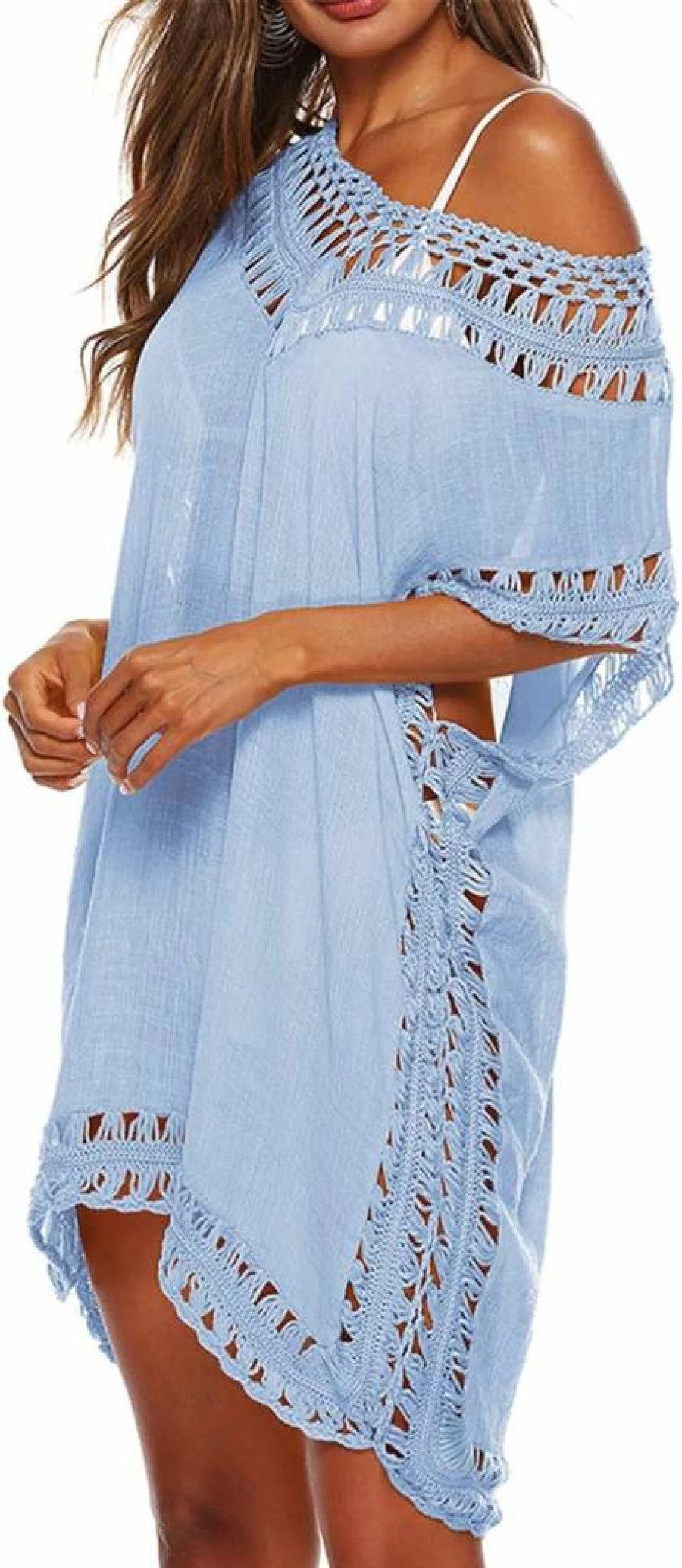 Adisputent Women's Crochet Chiffon Beach Cover Up Dress - Bikini Swimwear Cover Ups for Summer