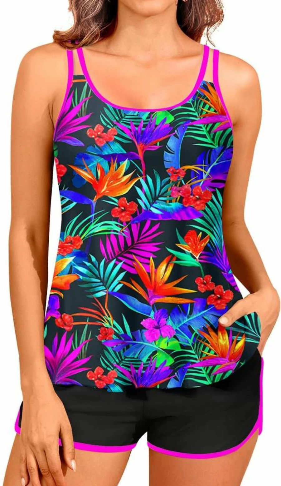 Tempt Me Women's Tummy Control Tankini Swimsuits with Pockets - Flowy Two-Piece Bathing Suit with Boy Shorts 2025