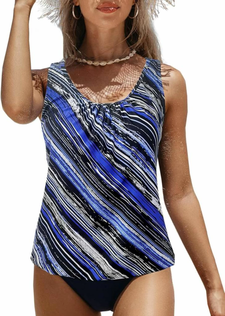 BIKINX Plus Size Tankini Swimsuits for Women - Tummy Control Two Piece Bathing Suits High Waist Swimwear