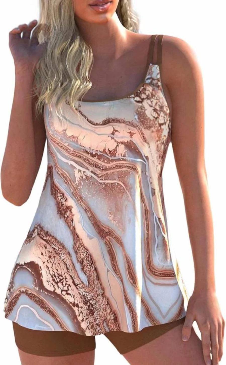 ROSEWE Women's Modest Tankini Swimsuits with Shorts - 2025 Swim Dress for Beach & Pool