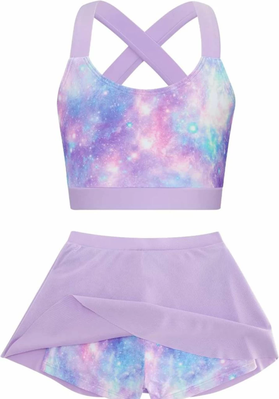 Cutemile Girls' 2-Piece Tankini Swimsuit with Boyshorts & Rash Guard - Summer Beach Swimwear for Ages 6-13 Years
