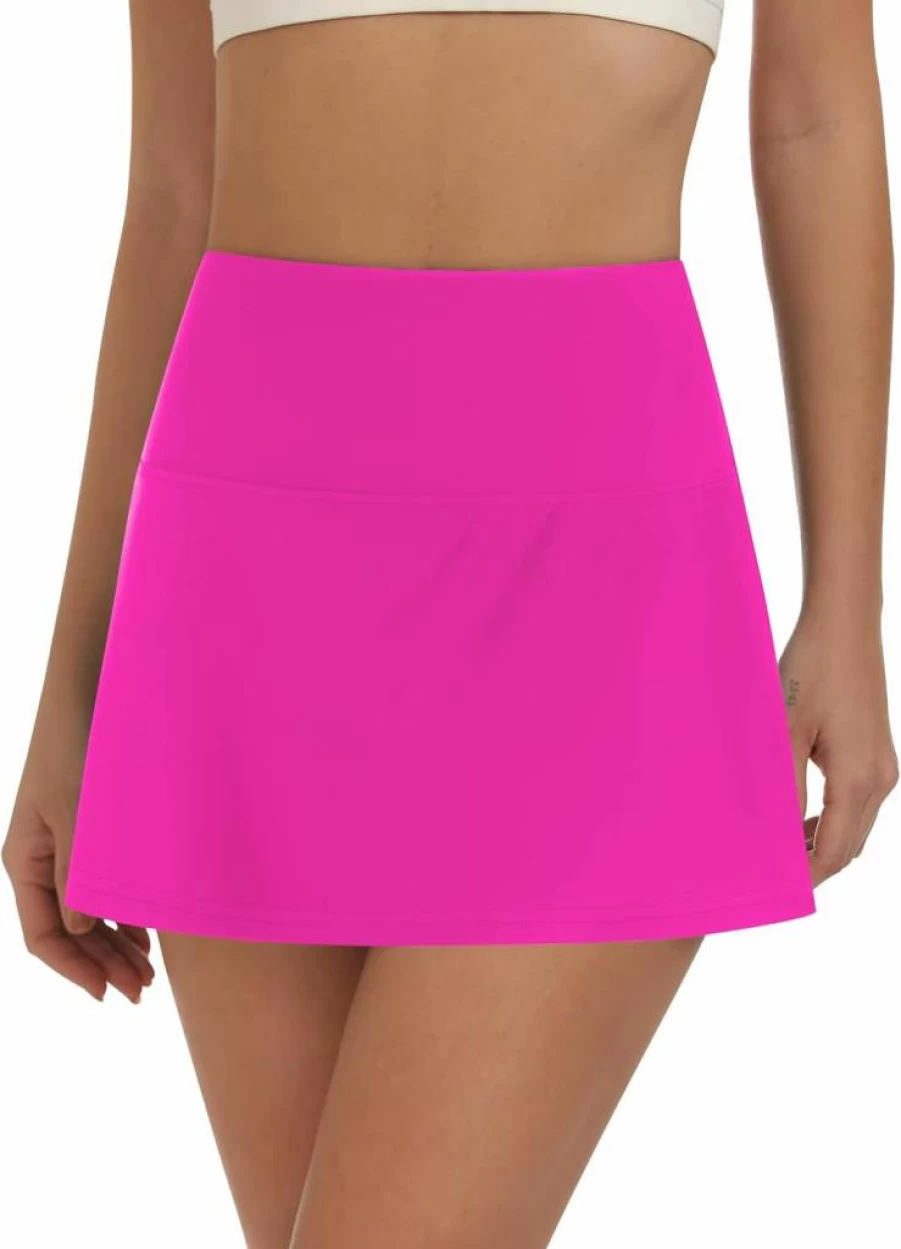 LouKeith Women's High Waisted Swim Skirt with Built-In Shorts & Pockets - Tummy Control Tankini Bathing Suit Bottom