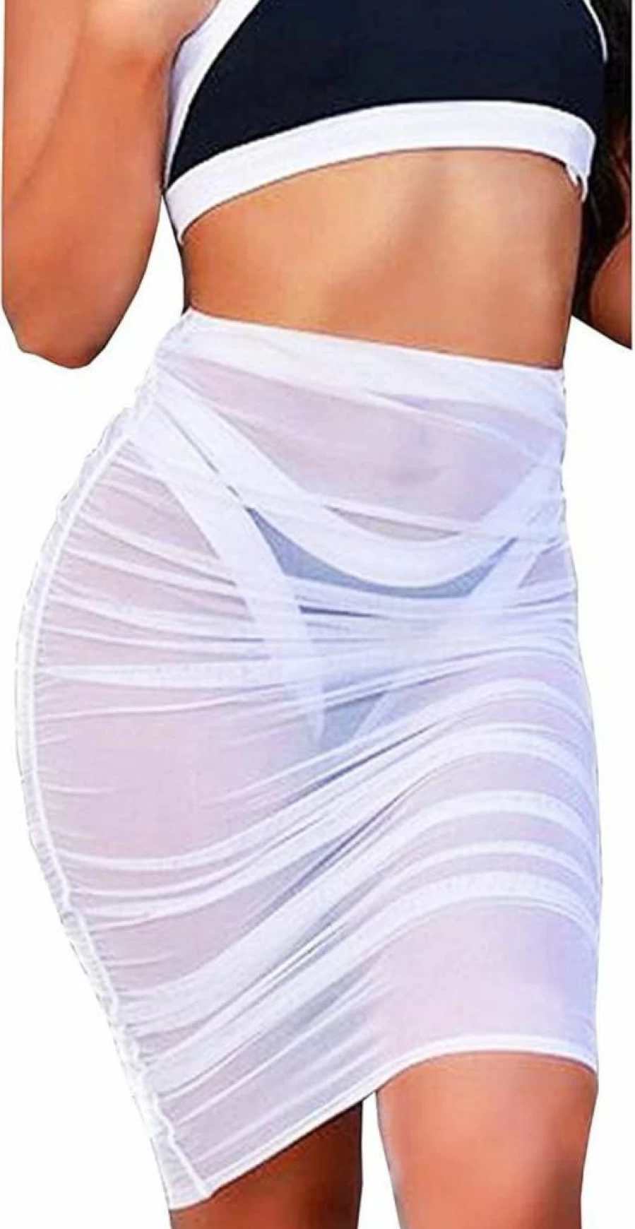 Ivivian Sheer Chiffon Bikini Cover Up - Sexy See-Through Sarong Skirt for Women Beach Swimwear