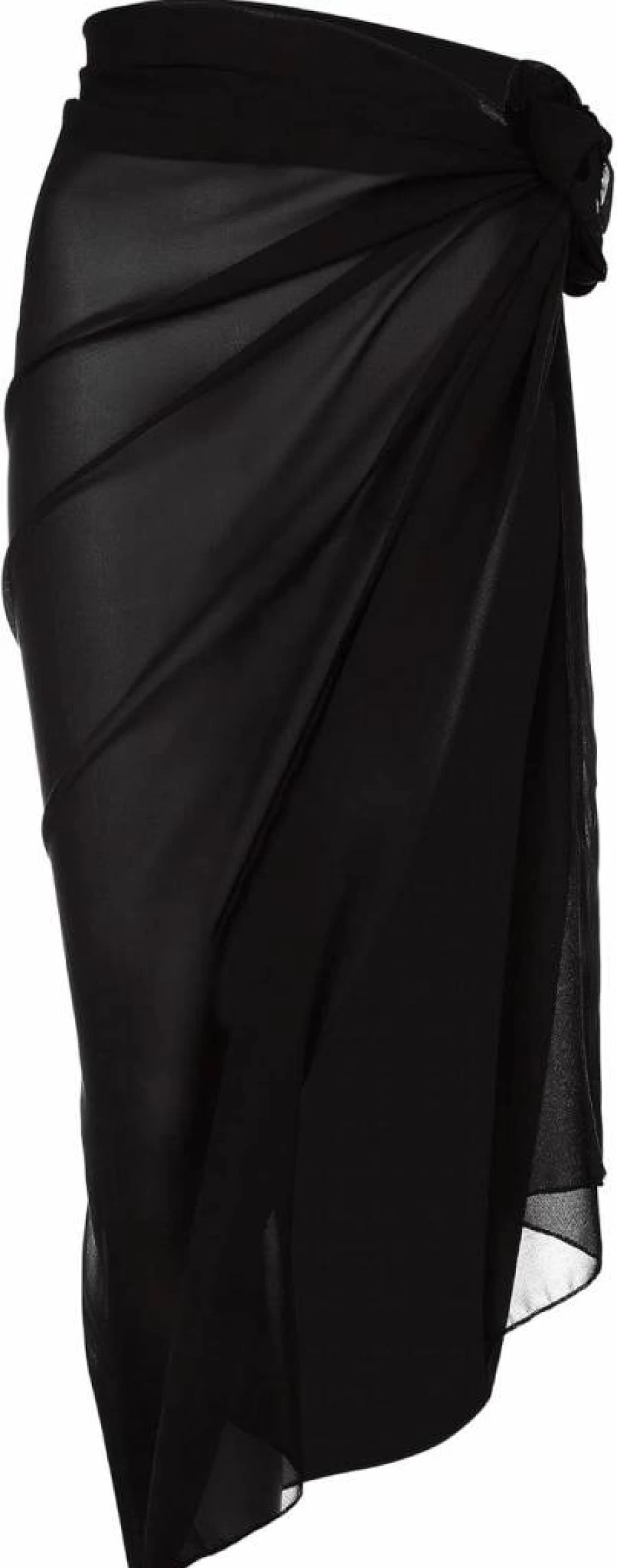 Geyoga Plus Size Women's Beach Cover Up Sarong - Black Chiffon Bikini Wrap Skirt for Swimwear, Vacation & Poolside