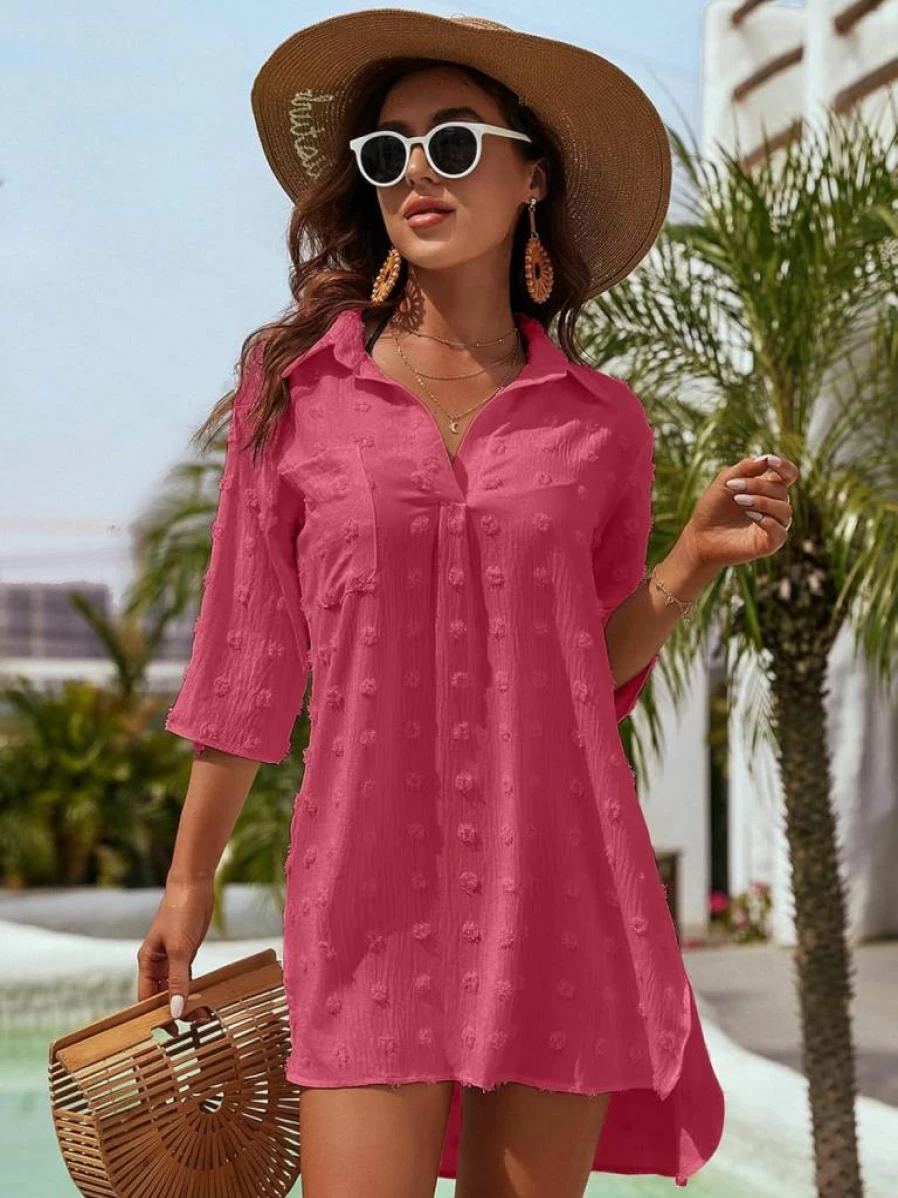 Blooming Jelly Women's White Chiffon Beach Cover Up Dress - Bikini Swimsuit Cover Up Shirt for Summer