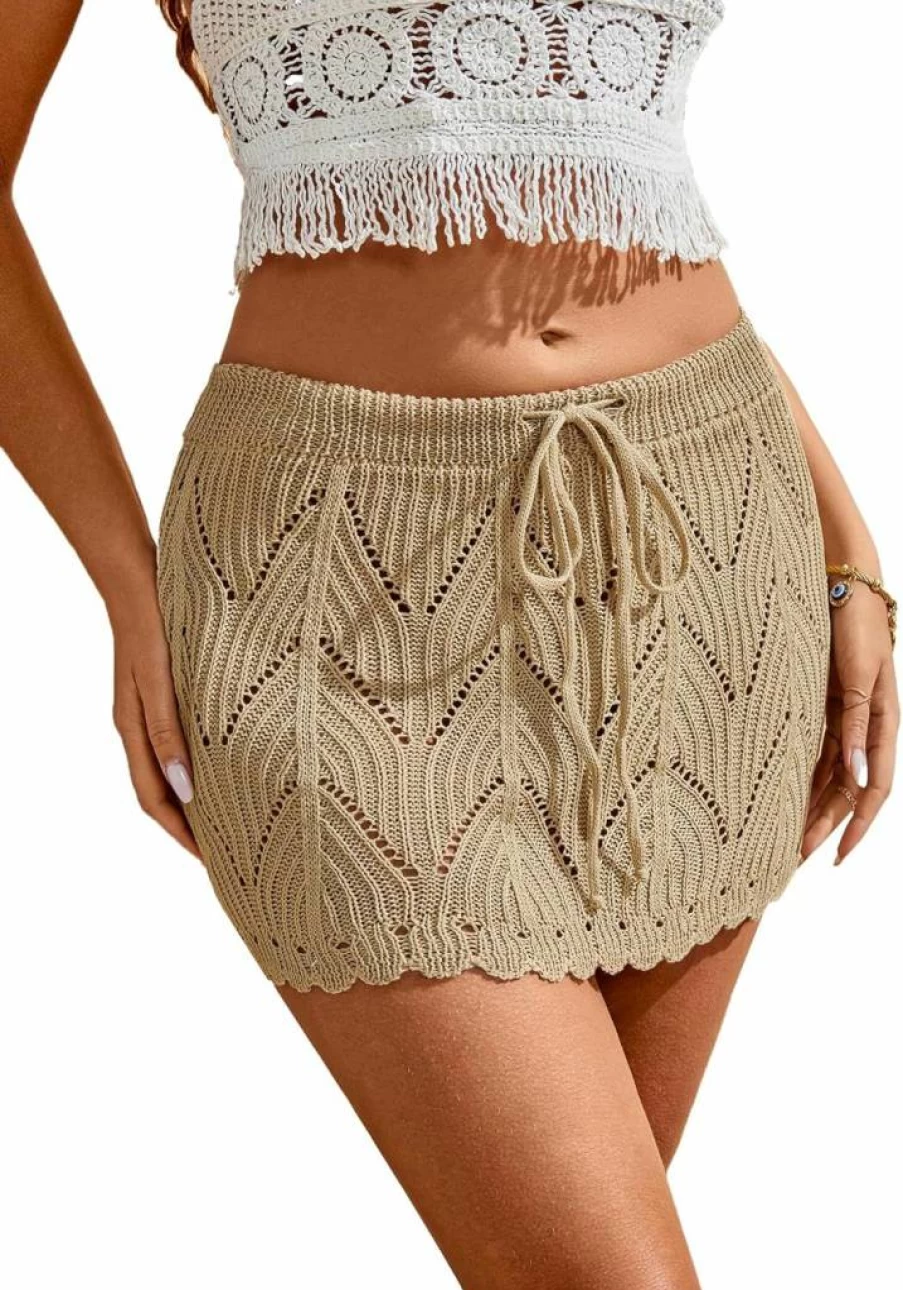 Milumia Women's Crochet Knit Mini Skirt - Beach Cover Up, Bikini Swimsuit Wrap, Summer Boho Chic Swimwear Accessory