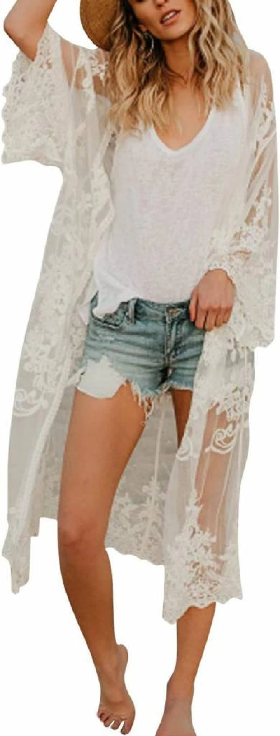 Jeasona Women's Beach Cover Up Kimono Cardigan - Lightweight Summer Beach Robe Dress for Swimwear