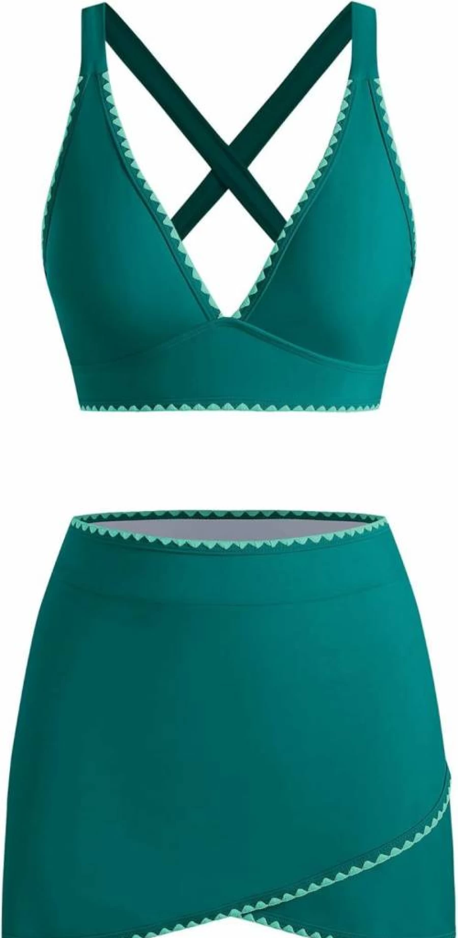 ZAFUL Women's High Waisted Bikini Set with Skirt - Tummy Control 2 Piece Swimsuit for Women