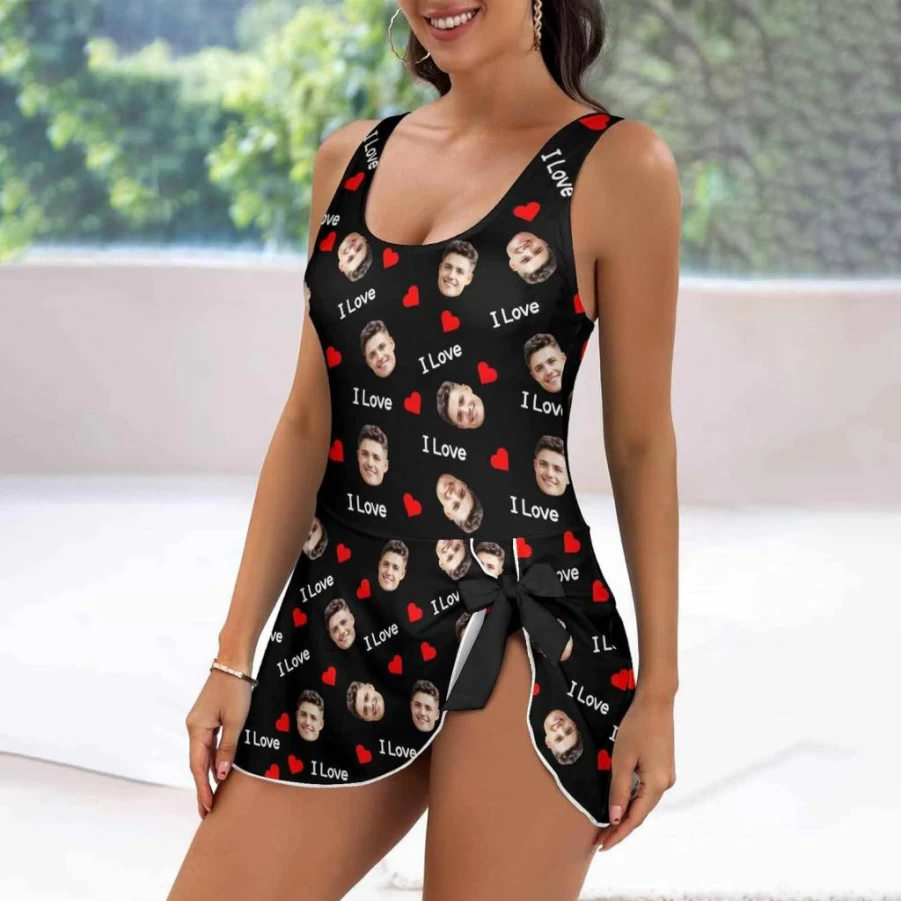 Faroishta Custom Funny One Piece Swimsuits For Women - Personalized Summer Bathing Suit With Husband Face Photo