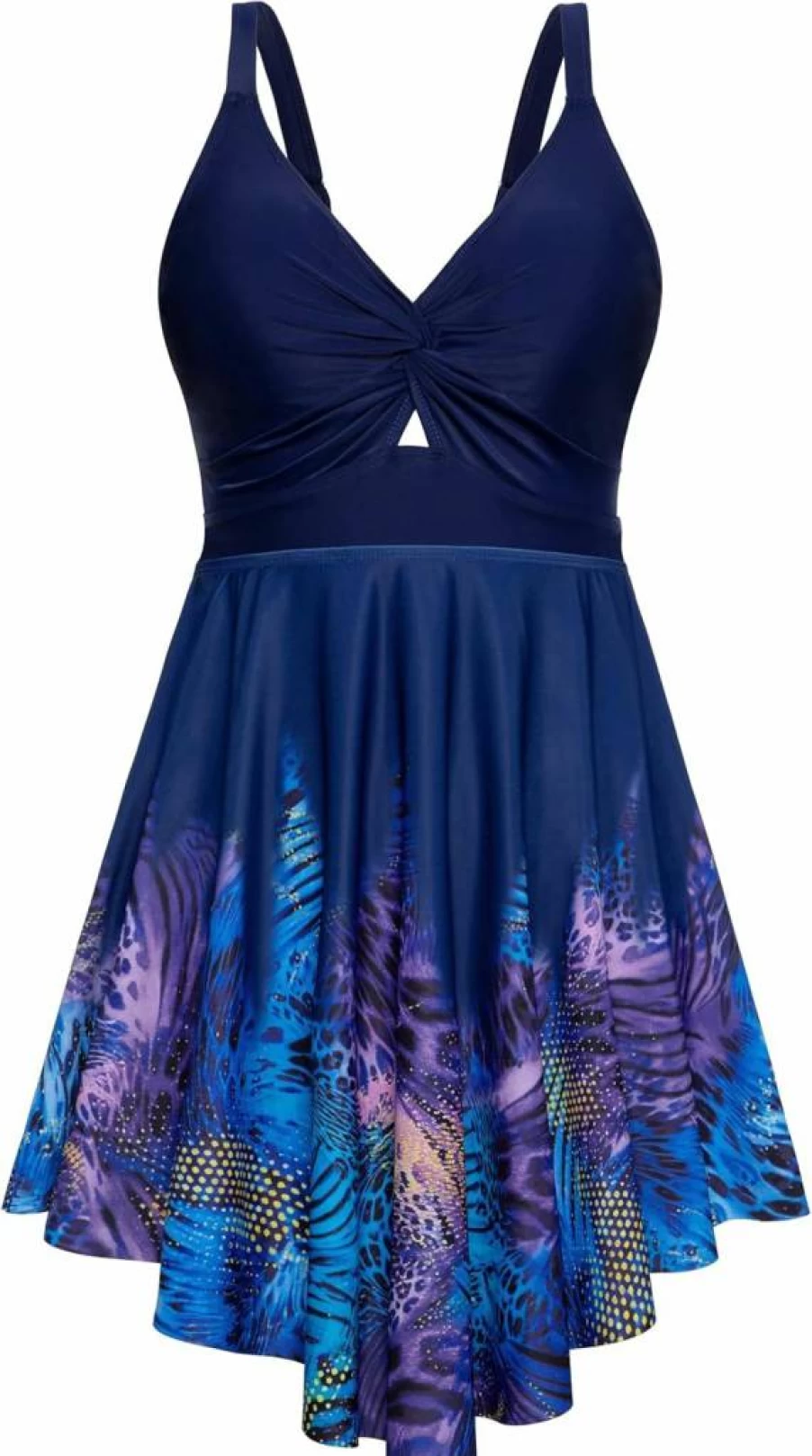 Arolina Women's Plus Size Tummy Control Swim Dress Two-Piece Tankini Set with Flowy Top and Shorts